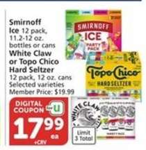 Smirnoff Ice, White Claw, or Topo Chico Hard Seltzer