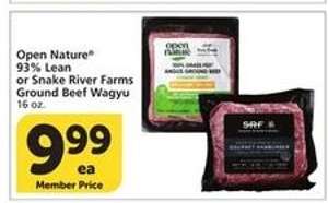 Open Nature® 93% Lean or Snake River Farms Ground Beef Wagyu