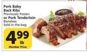 Pork Baby Back Ribs or Pork Tenderloin