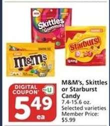 M&M's, Skittles or Starburst Candy