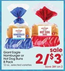 Giant Eagle Hamburger or Hot Dog Buns