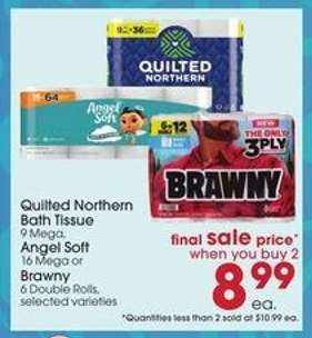 Quilted Northern Bath Tissue, Angel Soft, Brawny