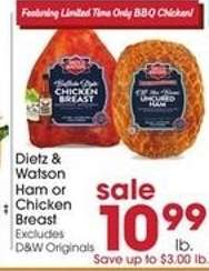 Dietz & Watson Ham or Chicken Breast
