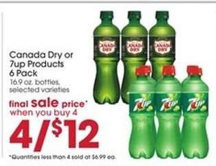 Canada Dry or 7UP Products 6 Pack