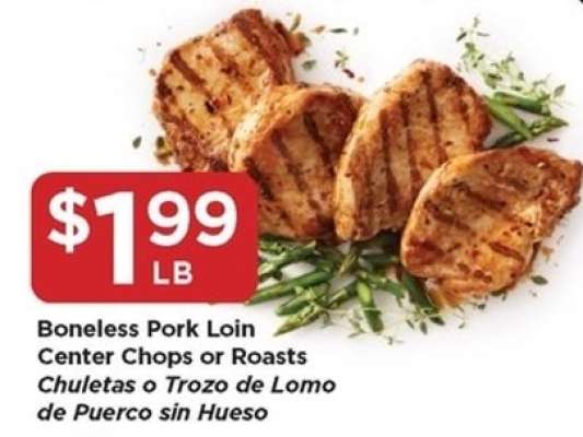 Boneless Pork Loin Center Chops or Roasts
