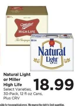 Natural Light or Miller High Life