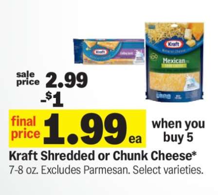 Kraft Shredded or Chunk Cheese*