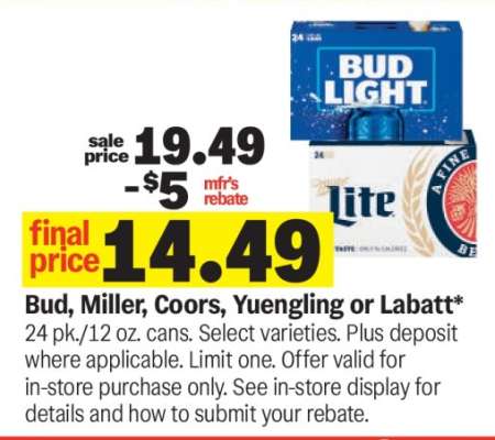 Bud, Miller, Coors, Yuengling or Labatt