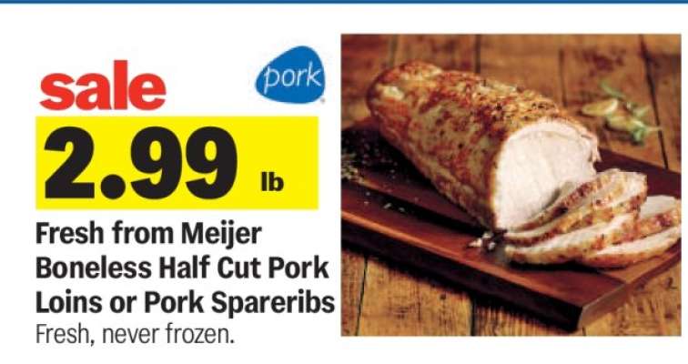 Fresh from Meijer Boneless Half Cut Pork Loins or Pork Spareribs