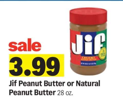 Jif Peanut Butter or Natural Peanut Butter