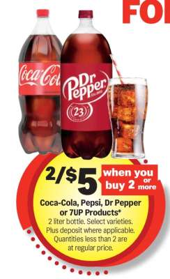 Coca-Cola, Pepsi, Dr Pepper or 7UP Products*