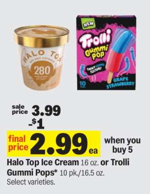 Halo Top Ice Cream or Trolli Gummi Pops