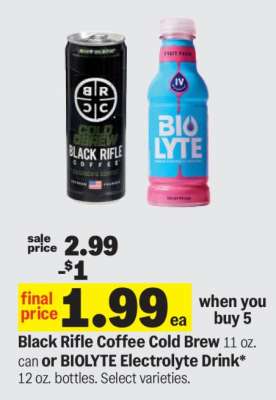 Black Rifle Coffee Cold Brew or BIOLYTE Electrolyte Drink