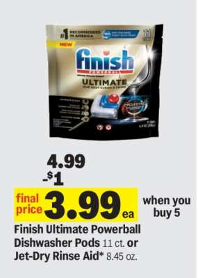 Finish Ultimate Powerball Dishwasher Pods or Jet-Dry Rinse Aid