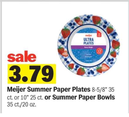 Meijer Summer Paper Plates or Summer Paper Bowls