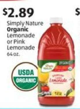 Simply Nature Organic Lemonade or Pink Lemonade