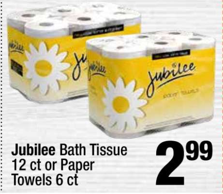 Jubilee Bath Tissue 12 ct or Paper Towels 6 ct