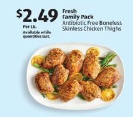 Fresh Family Pack Antibiotic Free Boneless Skinless Chicken Thighs