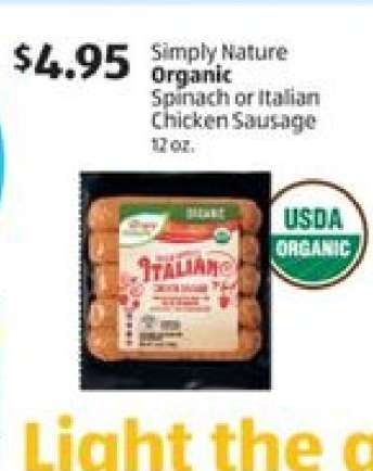 Simply Nature Organic Spinach or Italian Chicken Sausage