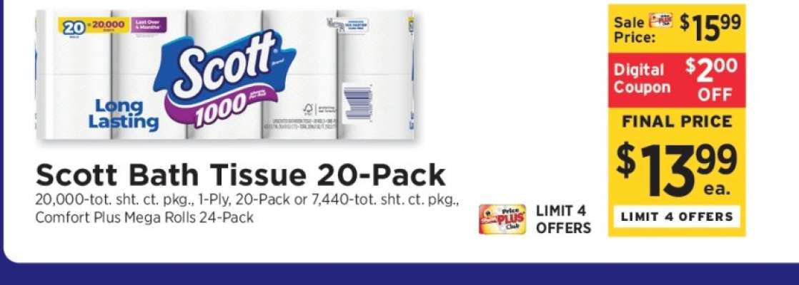 Scott Bath Tissue 20-Pack