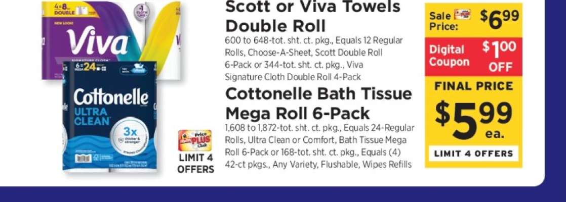 Cottonelle Bath Tissue Mega Roll 6-Pack