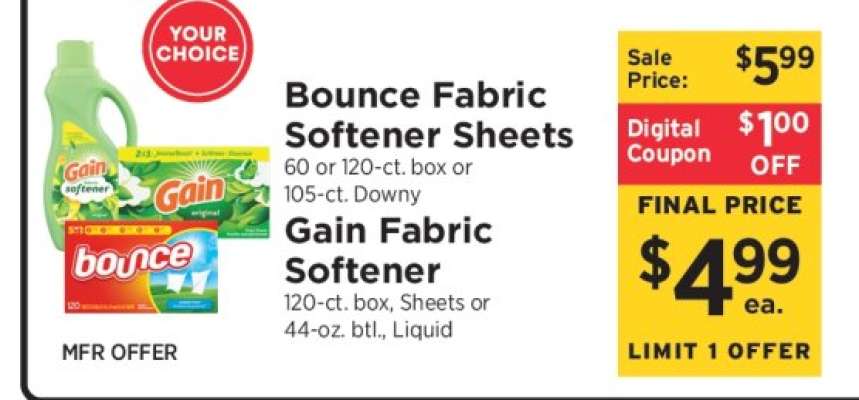 Bounce Fabric Softener Sheets / Gain Fabric Softener