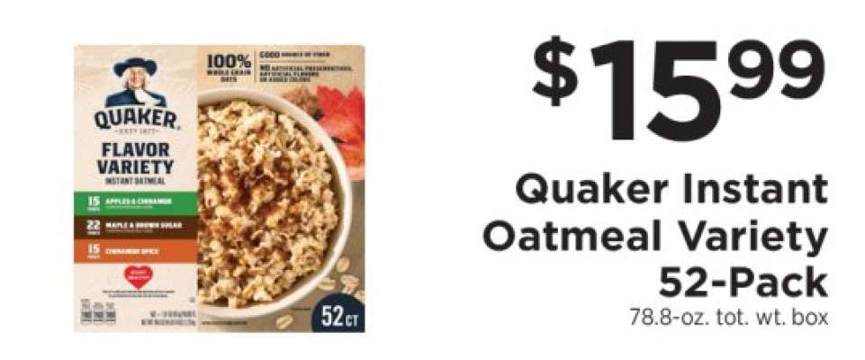 Quaker Instant Oatmeal Variety 52-Pack