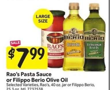 Rao's Pasta Sauce or Filippo Berio Olive Oil