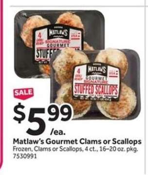 Matlaw’s Gourmet Clams or Scallops