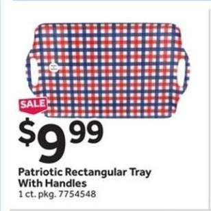 Patriotic Rectangular Tray With Handles