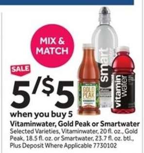Vitaminwater, Gold Peak or Smartwater