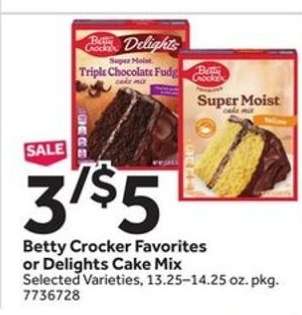 Betty Crocker Favorites or Delights Cake Mix