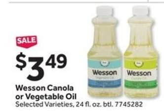 Wesson Canola or Vegetable Oil