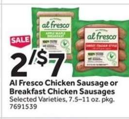 Al Fresco Chicken Sausage or Breakfast Chicken Sausages