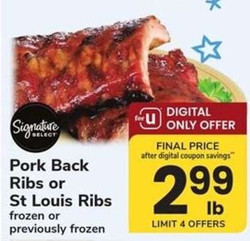 Signature Select Pork Back Ribs or St. Louis Ribs
