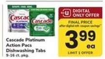 Cascade Platinum Action Pacs Dishwashing Tabs