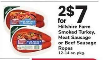 Hillshire Farm Smoked Turkey, Meat Sausage or Beef Sausage Ropes