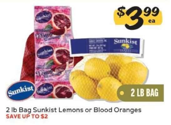 2 lb Bag Sunkist Lemons or Blood Oranges