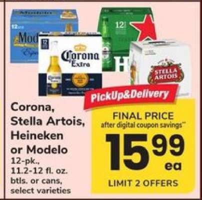 Corona, Stella Artois, Heineken or Modelo