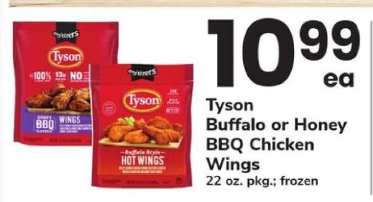Tyson Buffalo or Honey BBQ Chicken Wings