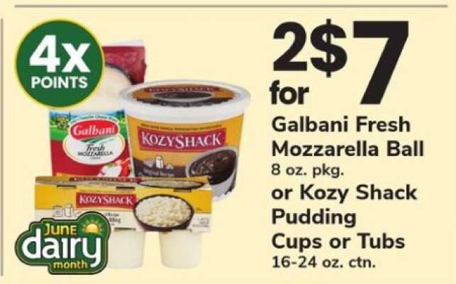 Galbani Fresh Mozzarella Ball or Kozy Shack Pudding Cups or Tubs