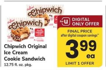 Chipwich Original Ice Cream Cookie Sandwich