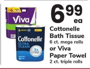 Cottonelle Bath Tissue or Viva Paper Towel