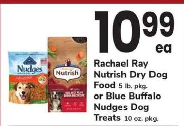 Rachael Ray Nutrish Dry Dog Food or Blue Buffalo Nudges Dog Treats