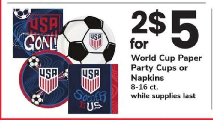 World Cup Paper Party Cups or Napkins