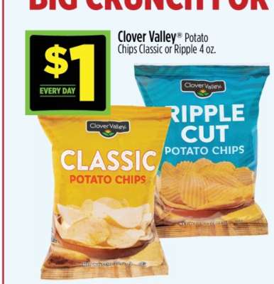 Clover Valley Potato Chips Classic or Ripple 4 oz.