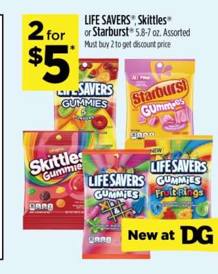 LIFE SAVERS®, Skittles® or Starburst®