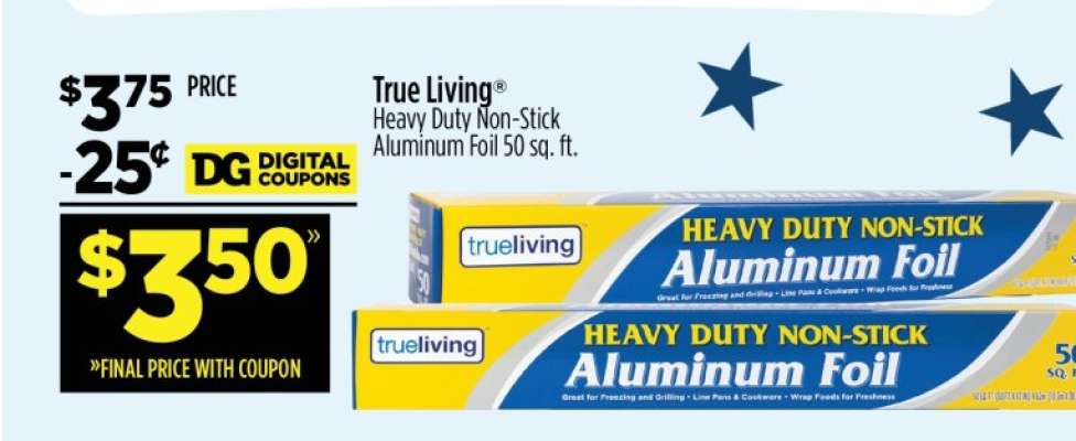 True Living® Heavy Duty Non-Stick Aluminum Foil 50 sq. ft.
