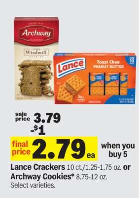 Lance Crackers or Archway Cookies