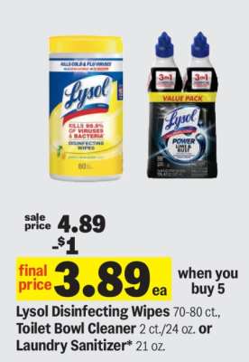 Lysol Disinfecting Wipes, Toilet Bowl Cleaner, or Laundry Sanitizer